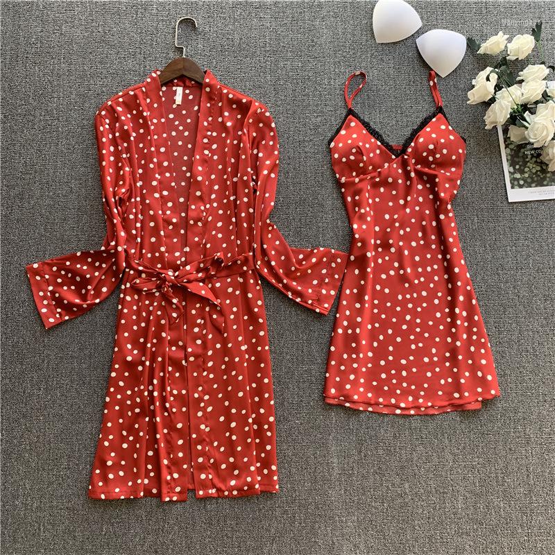 Women's Sleepwear Pajamas Long-sleeved Polka Dot Sexy Night Set Ladies Sling Lounge Women Rayon Two-piece Spring And Summer Wine Red, Beige
Women's Sleepwear Pajamas Long-sleeved Polka Dot Sexy Night Set Ladies Sling Lounge Women Rayon Two-piece Spring And Summer Wine Red, Beige