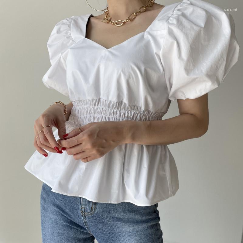 Women' Blouses 2022 Summer Women Blouse Puff Sleeve V-neck Short Lady Shirt Elastic Smock Solid Female Tops Elegant Comfort Blusas 15877, Pink
Women' Blouses 2022 Summer Women Blouse Puff Sleeve V-neck Short Lady Shirt Elastic Smock Solid Female Tops Elegant Comfort Blusas 15877, Pink