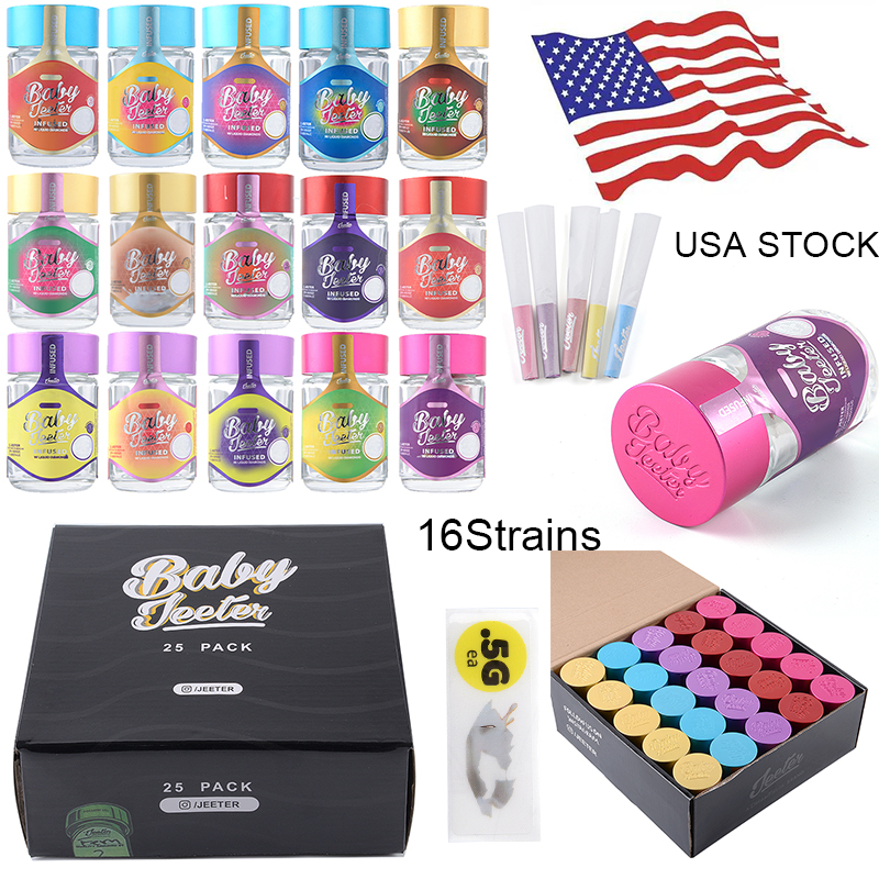 USA Warehouse e-Cig Accessories Baby Jeeter Infused Pre Rolls Glass Jars Wax Containers 0.5g Dry Herb Storages Empty Glass Bottle with Paper 16Strains
USA Warehouse e-Cig Accessories Baby Jeeter Infused Pre Rolls Glass Jars Wax Containers 0.5g Dry Herb Storages Empty Glass Bottle with Paper 16Strains