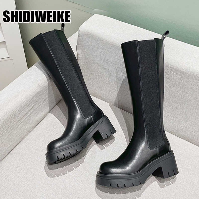 Boots Designer Leather Platform Chelsea Chunky Knee-length Round Toe Women Tall Botas Rubber Sole Street Shoes vc1655 Y2210, Black
Boots Designer Leather Platform Chelsea Chunky Knee-length Round Toe Women Tall Botas Rubber Sole Street Shoes vc1655 Y2210, Black