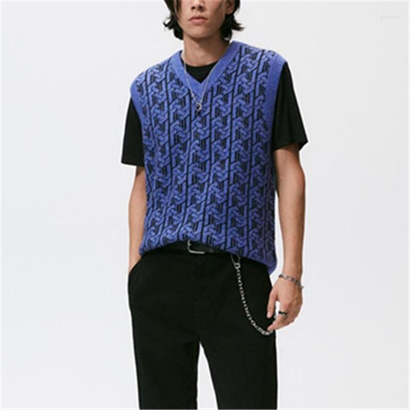 Men's Sweaters PB&ZASpring Men's Casual Fashion V-Neck Sleeveless Loose Rib Trim Geometric Knit Sweater Tank Top, Vest
Men's Sweaters PB&ZASpring Men's Casual Fashion V-Neck Sleeveless Loose Rib Trim Geometric Knit Sweater Tank Top, Vest