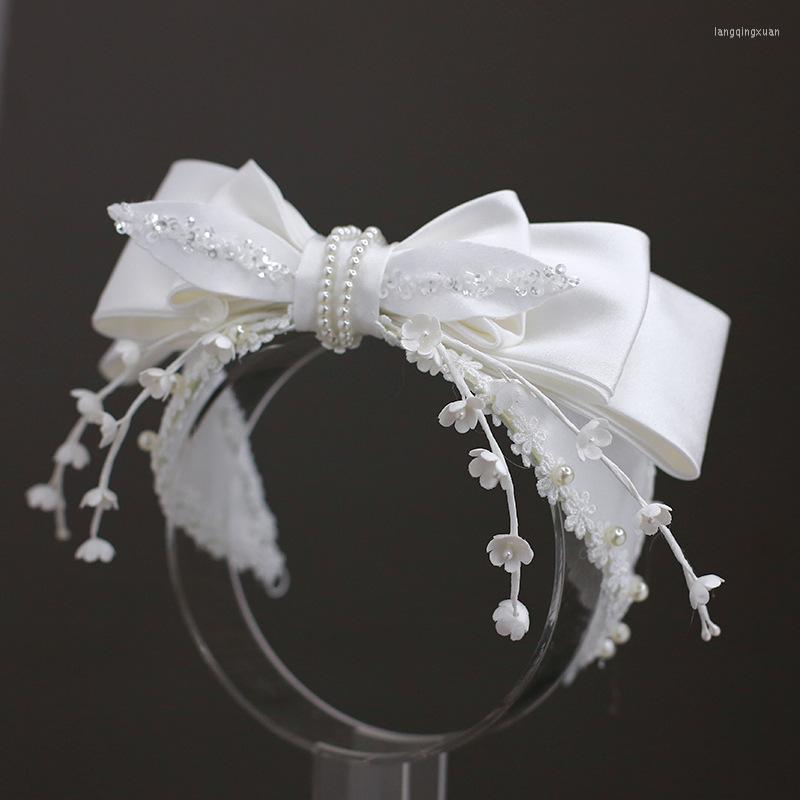 Headpieces Sweet Cute Bow Hairband Beaded Simple Wedding Hair Accessories For Women Decoraion