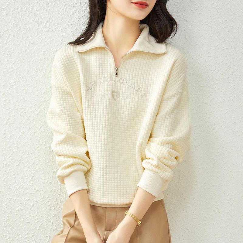 Women' Sweaters 2022 Warm Waffle Lapel Zipper Sweater Women All-match Autumn Winter Korean Fashion College Style Student Pullover Casual, Apricot
Women' Sweaters 2022 Warm Waffle Lapel Zipper Sweater Women All-match Autumn Winter Korean Fashion College Style Student Pullover Casual, Apricot