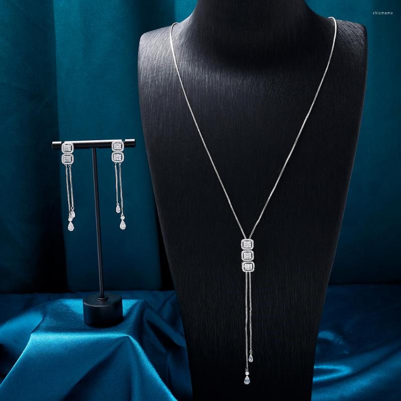 Necklace Earrings Set TIRIM Long Jewelry For Women Cubic Zirconia Sweater Chain Drop Pendant Wedding Jewellery, Picture shown
Necklace Earrings Set TIRIM Long Jewelry For Women Cubic Zirconia Sweater Chain Drop Pendant Wedding Jewellery, Picture shown