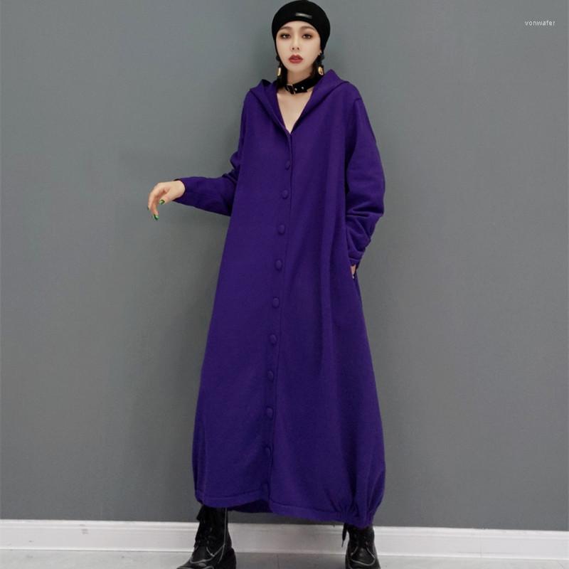 Women's Trench Coats Korean Style Hooded Sweater Cardigan Big Size Single Button Breasted Outfit Autumn Winter Long Knitwear Coat, Black
Women's Trench Coats Korean Style Hooded Sweater Cardigan Big Size Single Button Breasted Outfit Autumn Winter Long Knitwear Coat, Black