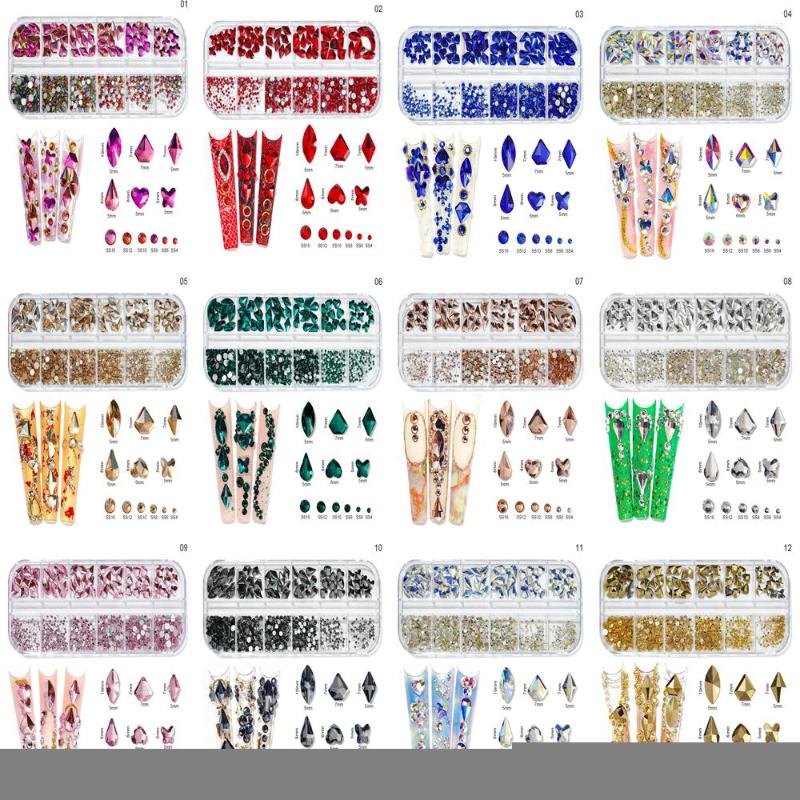 Nail Art Decorations 12 Girds/Box Multi-Shape Rhinestone Colors Mix Size 3D Crystal Glass Flat Bottom Diamond AB Manicure Decoration #LK4
Nail Art Decorations 12 Girds/Box Multi-Shape Rhinestone Colors Mix Size 3D Crystal Glass Flat Bottom Diamond AB Manicure Decoration #LK4