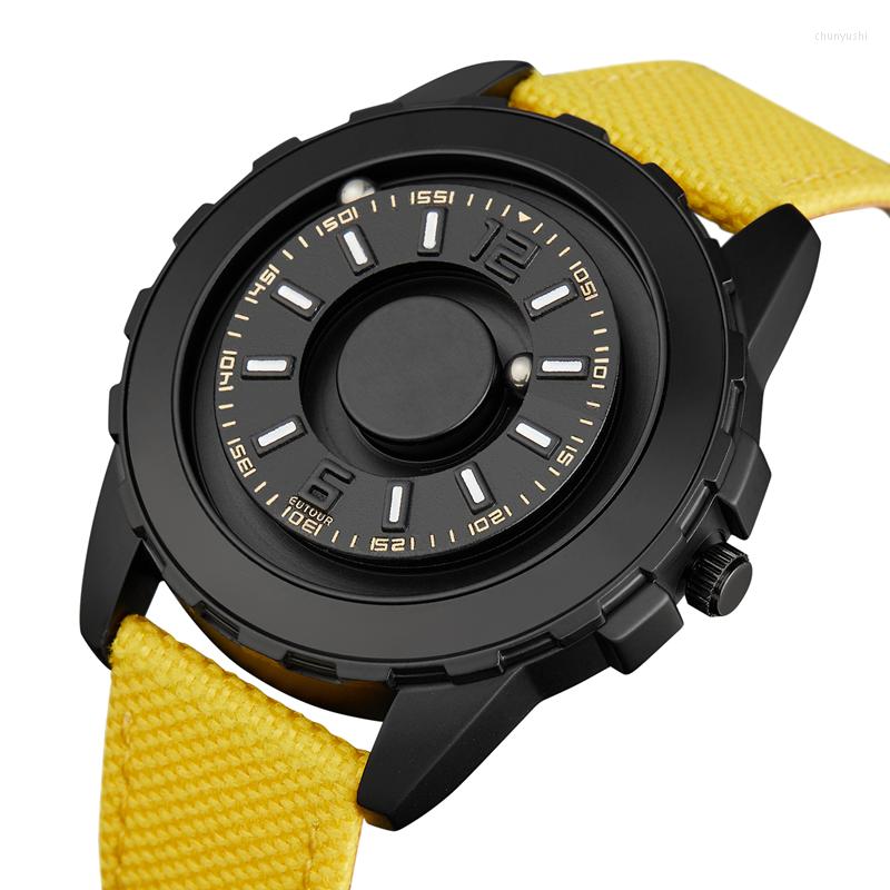 Wristwatches Mans Watch EUTOUR Magnetic Ball Pointer Quartz Black Fashion Steel Nylon Strap Minimalist Blind Men Watches, Silver black canvas
Wristwatches Mans Watch EUTOUR Magnetic Ball Pointer Quartz Black Fashion Steel Nylon Strap Minimalist Blind Men Watches, Silver black canvas