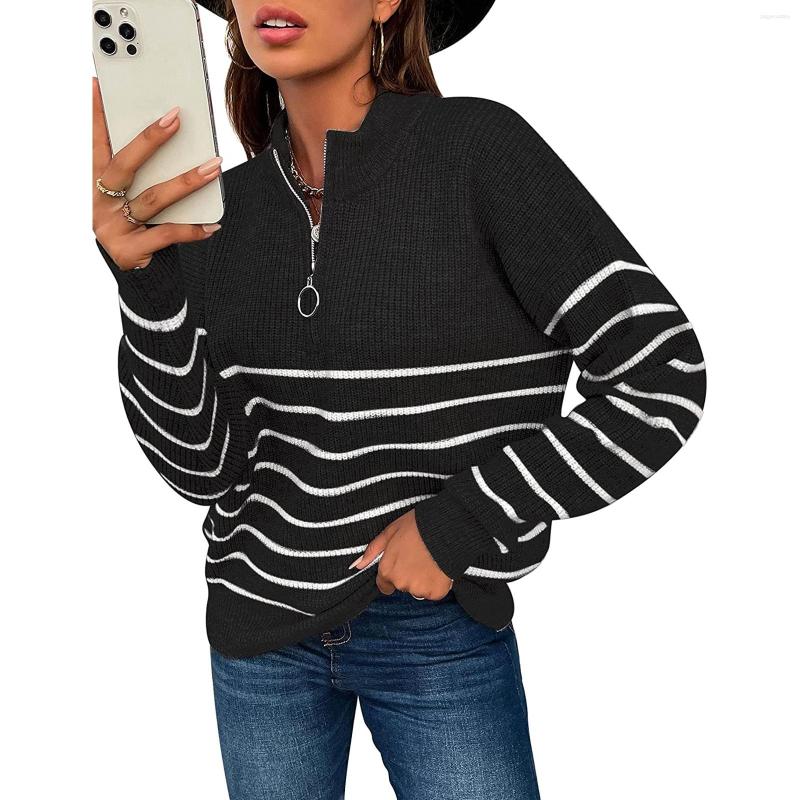 Women' Sweaters Hirigin Women Color Block Sweater Autumn Winter Striped Long Sleeve Round Neck Zipper Knitwear
Women' Sweaters Hirigin Women Color Block Sweater Autumn Winter Striped Long Sleeve Round Neck Zipper Knitwear