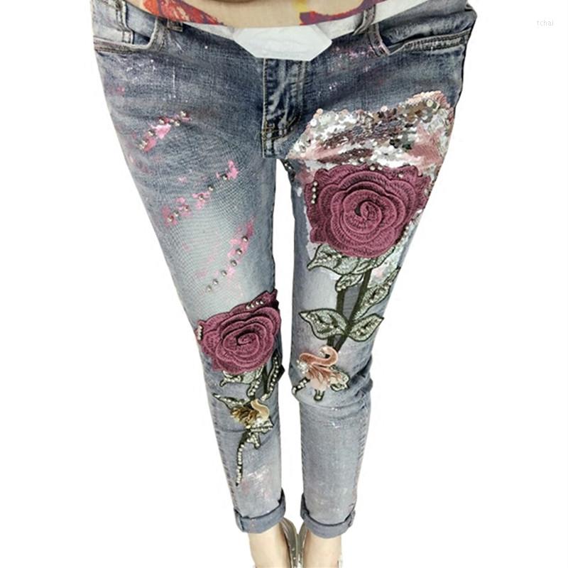 Women's Jeans 3D Flower Sequin Embroidered Rose Jean Fashion Beading Stretch 2022 Female Long Trousers Vintage Pencil, Blue
Women's Jeans 3D Flower Sequin Embroidered Rose Jean Fashion Beading Stretch 2022 Female Long Trousers Vintage Pencil, Blue