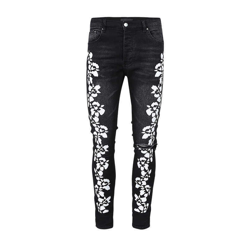 Man Jeans Black Flower Print Skinny Vintage Mens Hip Hop High Street Denim Fit Straight Leg With Hole Stretch Summer 2022 Pants Casual, 507-1
Man Jeans Black Flower Print Skinny Vintage Mens Hip Hop High Street Denim Fit Straight Leg With Hole Stretch Summer 2022 Pants Casual, 507-1