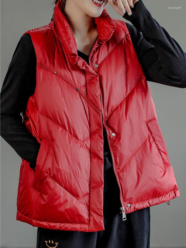 Women' Vests Autumn Winter Women Stand Collar Zipper White Duck Down Vest Casual Female Loose Sleeveless Warm Waistcoat Tops, Black
Women' Vests Autumn Winter Women Stand Collar Zipper White Duck Down Vest Casual Female Loose Sleeveless Warm Waistcoat Tops, Black