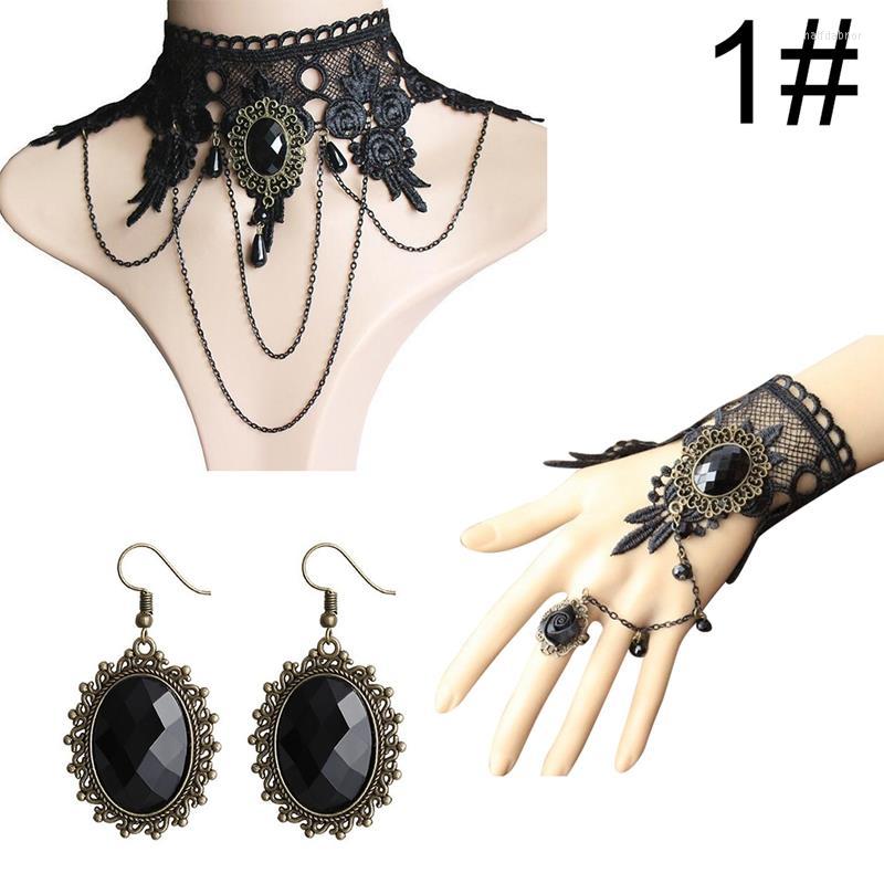 Necklace Earrings Set Gothic Style Jewelry Vintage Lace Choker Ring Hand Bracelet Drop Accessories Party Dress Up, Picture shown
Necklace Earrings Set Gothic Style Jewelry Vintage Lace Choker Ring Hand Bracelet Drop Accessories Party Dress Up, Picture shown