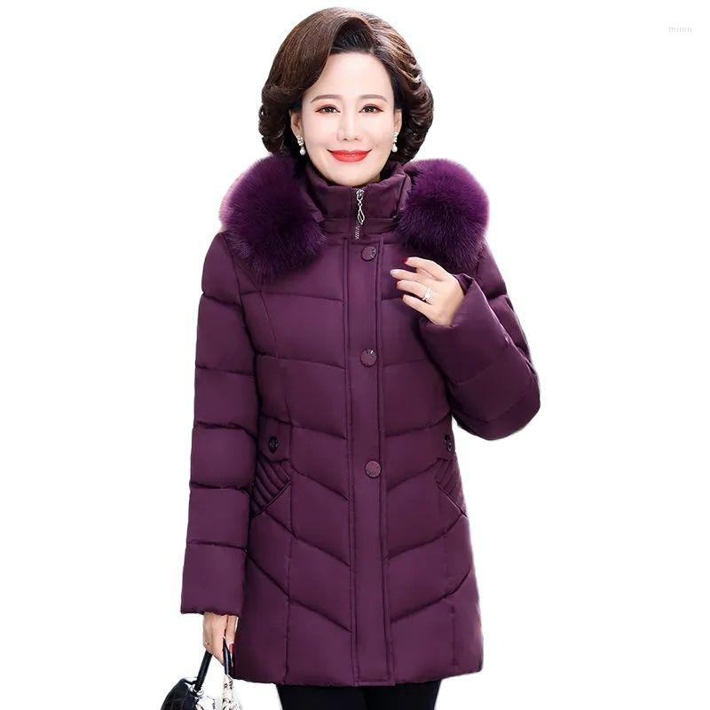 

Women's Trench Coats Middle-aged Elderly Women's Cotton Coat 2022 Winter Jacket Female Clothes Hooded Padded Overcoat Parkas -5XL, Purple