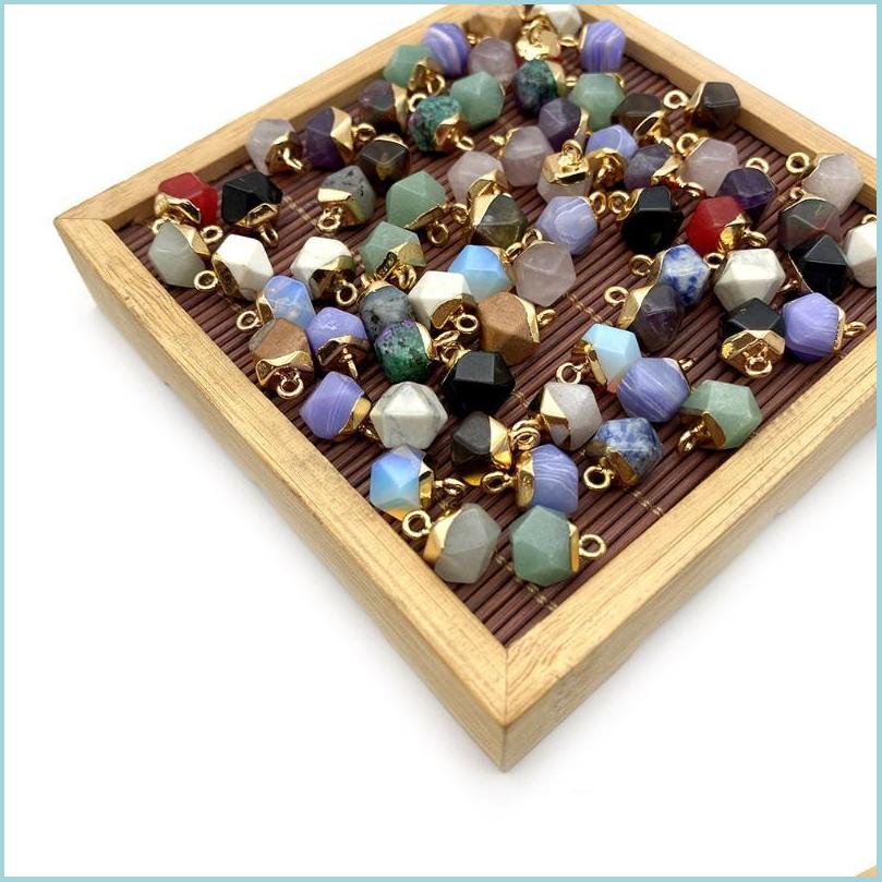 Charms Charms Natural Stone Pendant Faceted Polygonal Rose Quartz Labradorite Amethyst Electroplating Diy Jewelry Accessories Earrin Otqqu
Charms Charms Natural Stone Pendant Faceted Polygonal Rose Quartz Labradorite Amethyst Electroplating Diy Jewelry Accessories Earrin Otqqu