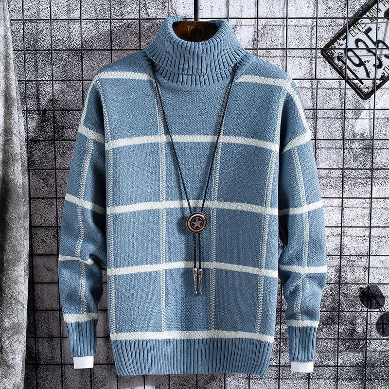 Men's Sweaters Christmas Sweater Clothes 2020 Winter Thick Warm s Plaid Fashion Classic Turtleneck Pullover Pull Homme G221010
