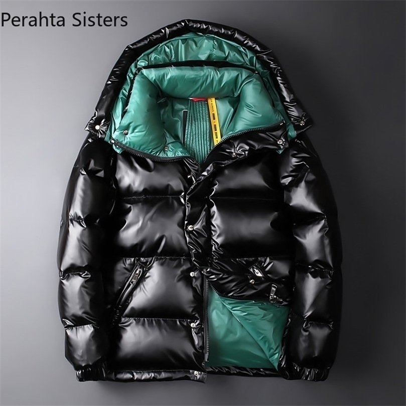 Mens Down Parkas Brand Top Quality 90% White Down Jacket for Men Women Fashion Bright Hooded 30 Degrees Warm Down Jackets Couples Winter Coats 221010, Black green
Mens Down Parkas Brand Top Quality 90% White Down Jacket for Men Women Fashion Bright Hooded 30 Degrees Warm Down Jackets Couples Winter Coats 221010, Black green