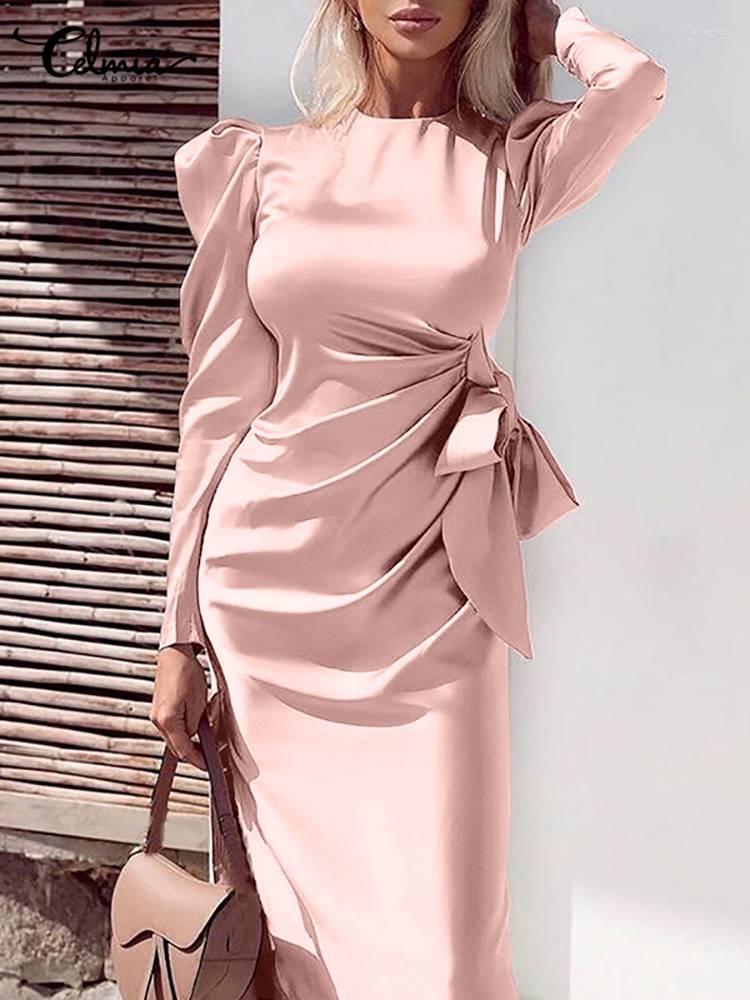 Casual Dresses Celmia Fashion Slit Hem Party Robe Gigot Sleeve Evening Bandage Women Midi Dress Elegant Satin Silk Bodycon Asymmetrical, Black
Casual Dresses Celmia Fashion Slit Hem Party Robe Gigot Sleeve Evening Bandage Women Midi Dress Elegant Satin Silk Bodycon Asymmetrical, Black