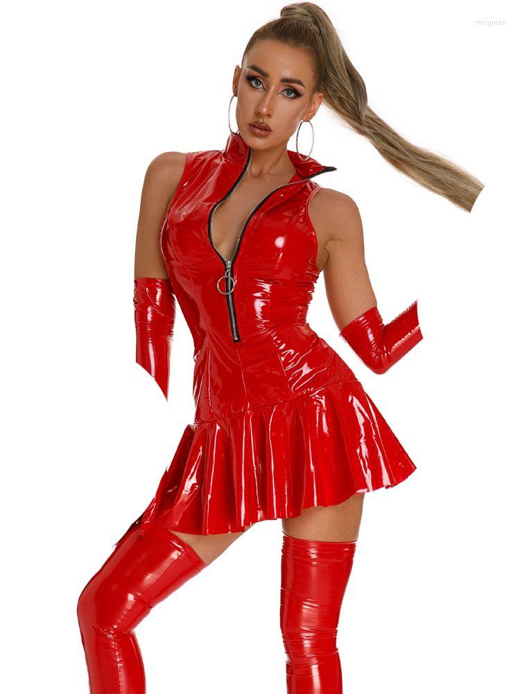 Casual Dresses Sleeveless Wet Look PVC Vestido A-line Pleated Dress Shiny PU Leather Cosplay Sexy Clubwear Tight Package Hip Minifalda Body, Black dress
Casual Dresses Sleeveless Wet Look PVC Vestido A-line Pleated Dress Shiny PU Leather Cosplay Sexy Clubwear Tight Package Hip Minifalda Body, Black dress