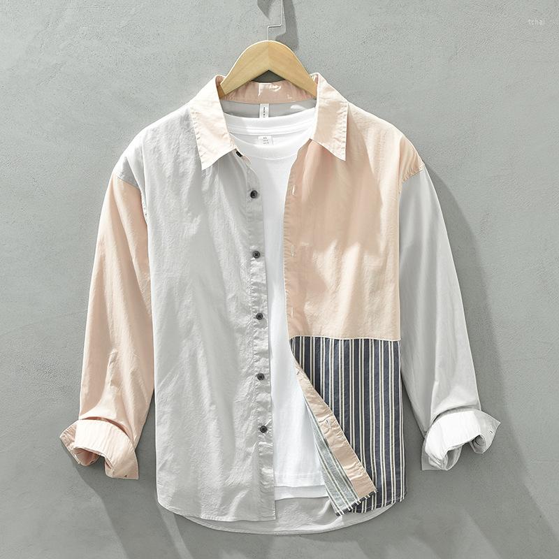 Men's Casual Shirts Striped Patchwork Shirt For Men Autumn Pure Cotton Turn-down Collar Long Sleeve Loose Designer Clothes, 2121 white
Men's Casual Shirts Striped Patchwork Shirt For Men Autumn Pure Cotton Turn-down Collar Long Sleeve Loose Designer Clothes, 2121 white