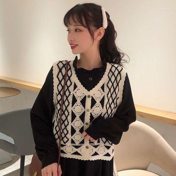 Women's Vests 2022Spring Japanese Retro Ethnic Style Totem Jacquard Wild Single-Breasted Cardigan Vest Hook Flower, Black
Women's Vests 2022Spring Japanese Retro Ethnic Style Totem Jacquard Wild Single-Breasted Cardigan Vest Hook Flower, Black