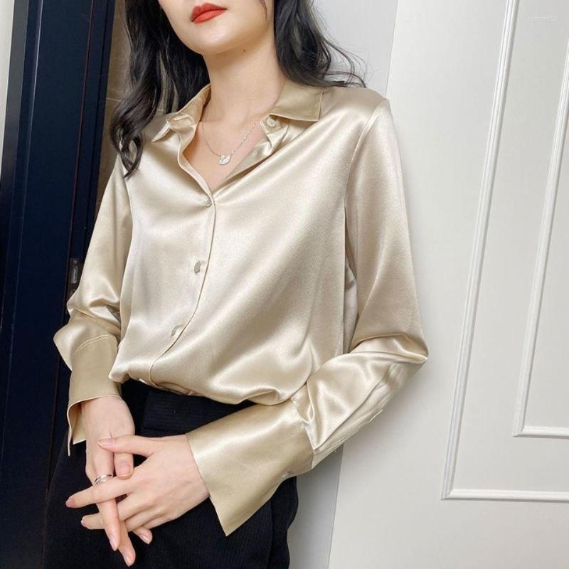 Women' Blouses Office Silk Satin Shirt Ladies Simple Blouse 2022 Spring Autumn Tops Women Clothing Korean Loose OL Grey Blusas Mujer, Gray
Women' Blouses Office Silk Satin Shirt Ladies Simple Blouse 2022 Spring Autumn Tops Women Clothing Korean Loose OL Grey Blusas Mujer, Gray