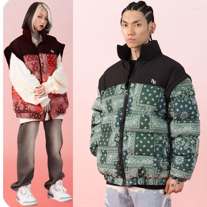 Men's Down Winter Men Women Removable Sleeves Padded Cotton Jacket Vest Overcoat Man Streetwear Hip Hop Cashew Flowers Coat Outerwear, Green
Men's Down Winter Men Women Removable Sleeves Padded Cotton Jacket Vest Overcoat Man Streetwear Hip Hop Cashew Flowers Coat Outerwear, Green