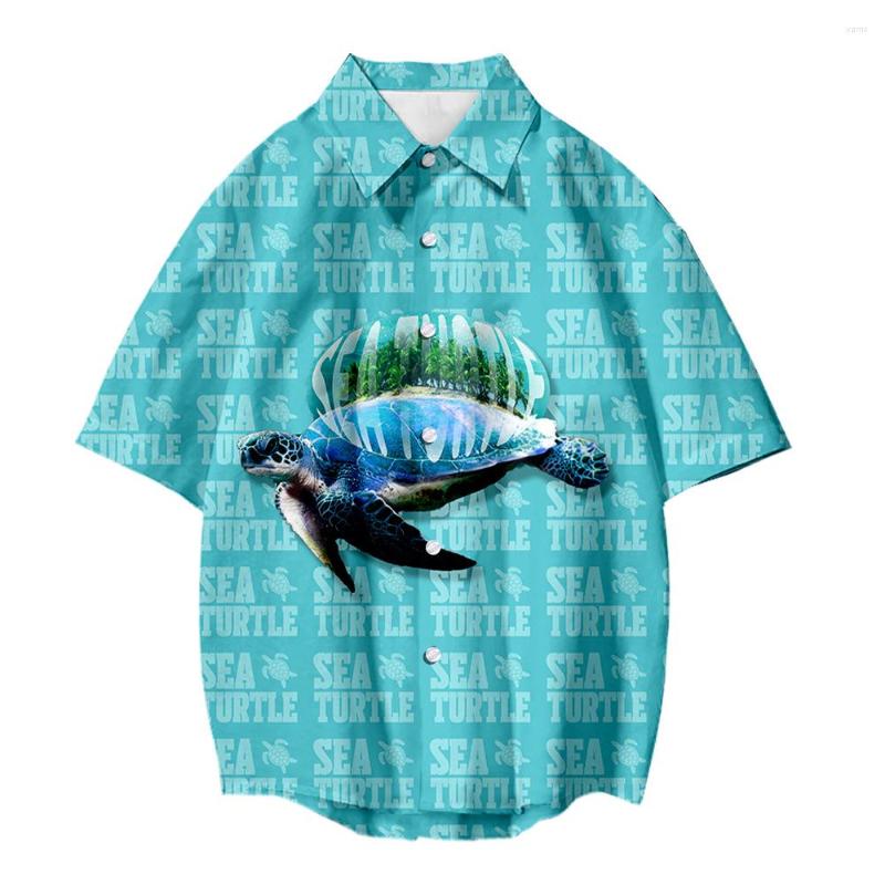

Men's Casual Shirts European And American Foreign Trade 2022 SEA TURTLE Peripheral 3D Printing Short-sleeved Shirt Fashion Men's, Green