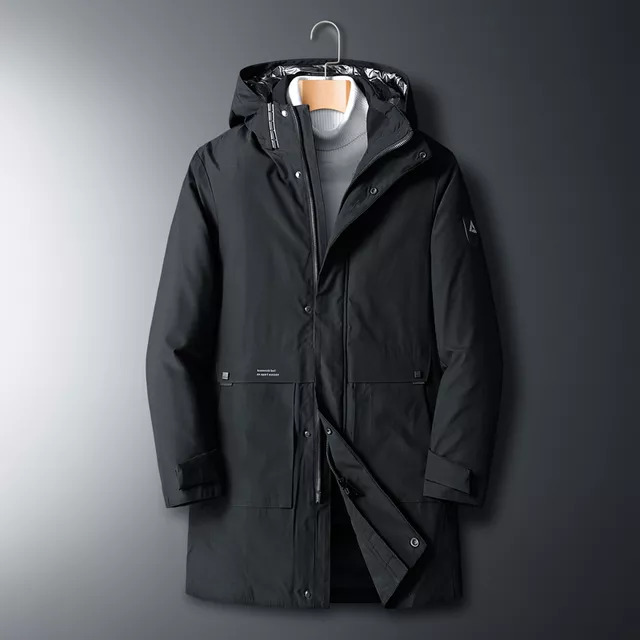 Mens Down Parkas Thick Warm Parkas Man Big Pockets Windbreaker Outerwear Plus size Mens Down Winter Fashion Down Coat Male Hooded 221010