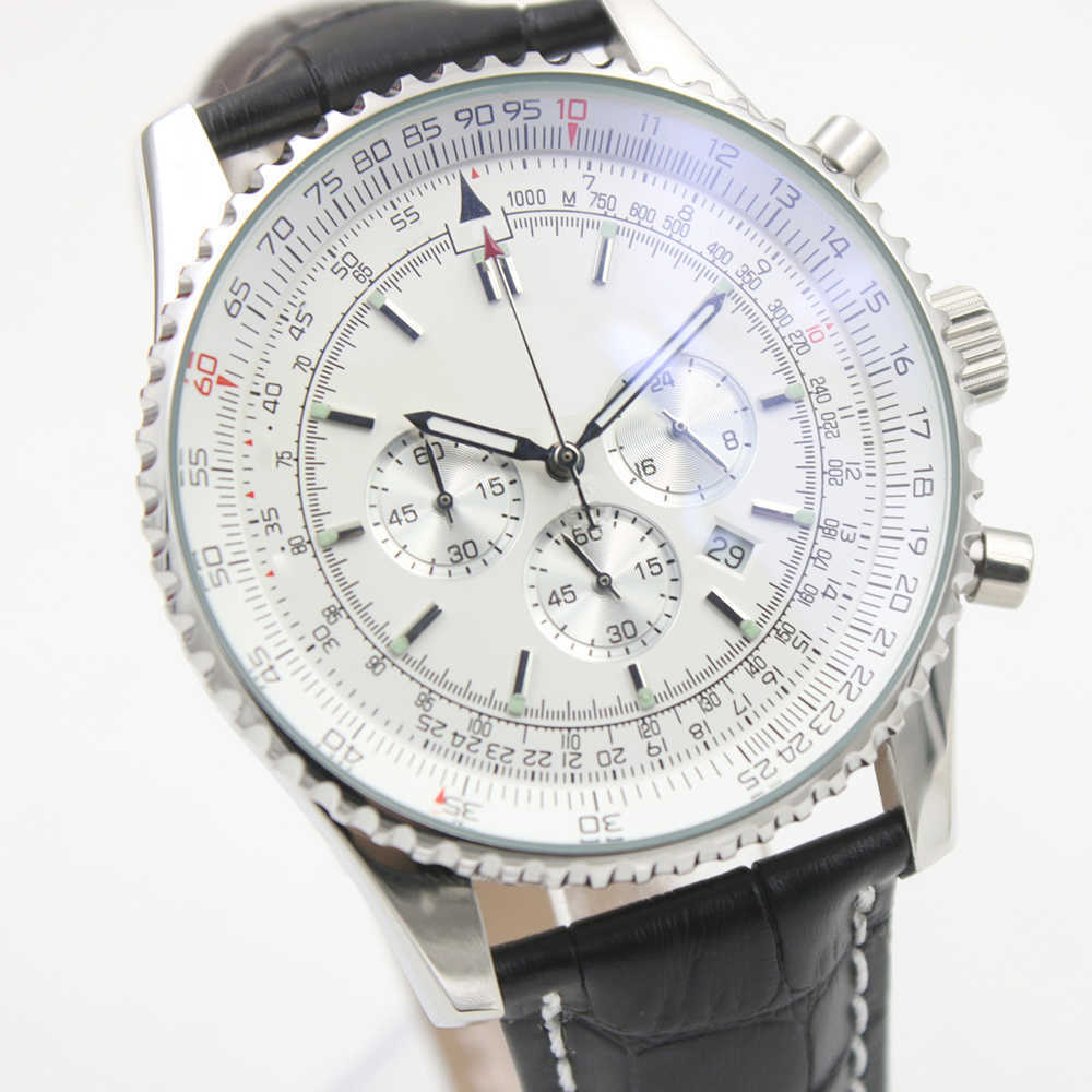 46MM New Quality Watches B06 B01 Navitimer Chronograph Battery Movement Quartz Silver Dial Men Watch Leather Strap Floding Clasp Mens
46MM New Quality Watches B06 B01 Navitimer Chronograph Battery Movement Quartz Silver Dial Men Watch Leather Strap Floding Clasp Mens