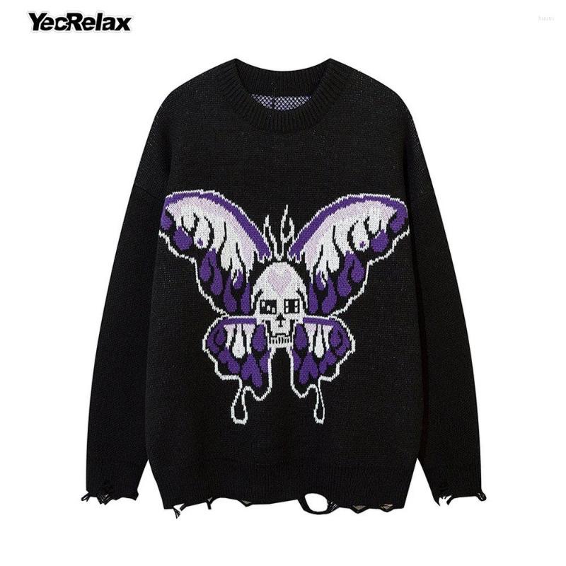 Men' Sweaters HIP HOP Ripped Knitted Sweater Butterfly Skull Embroidery Design 2022 Winter Polyester Harajuku Pullovers Mens, Black
Men' Sweaters HIP HOP Ripped Knitted Sweater Butterfly Skull Embroidery Design 2022 Winter Polyester Harajuku Pullovers Mens, Black