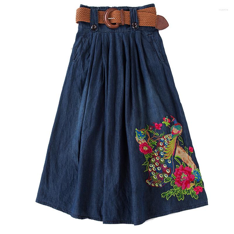 Skirts Autumn And Summer Chinese Style Embroidery Longuette Big Pendulum Embroidered Women Denim Plaeted 1022-1, 1021-1with button
Skirts Autumn And Summer Chinese Style Embroidery Longuette Big Pendulum Embroidered Women Denim Plaeted 1022-1, 1021-1with button