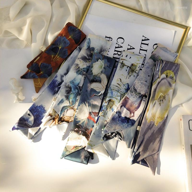 Scarves Skinny Wrist Ribbon Long Hair Scarf For Women Fashion Neckerchief Bag Scarfs 6 120CM Cute Headband Silk Feel Neck 2022