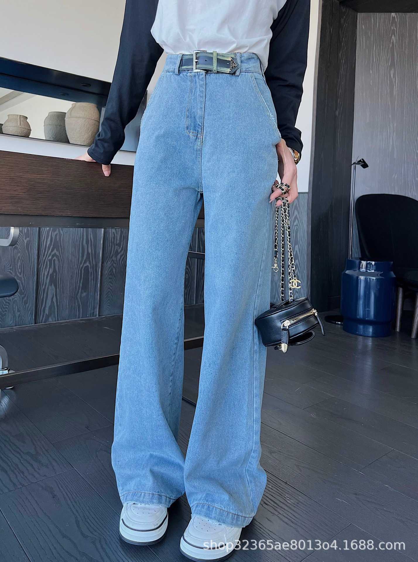 Women's Jeans Autumn New Style Slim Wide Leg Trousers Waist Belt Triangle Decoration Simple Versatile, As shown in figure
Women's Jeans Autumn New Style Slim Wide Leg Trousers Waist Belt Triangle Decoration Simple Versatile, As shown in figure