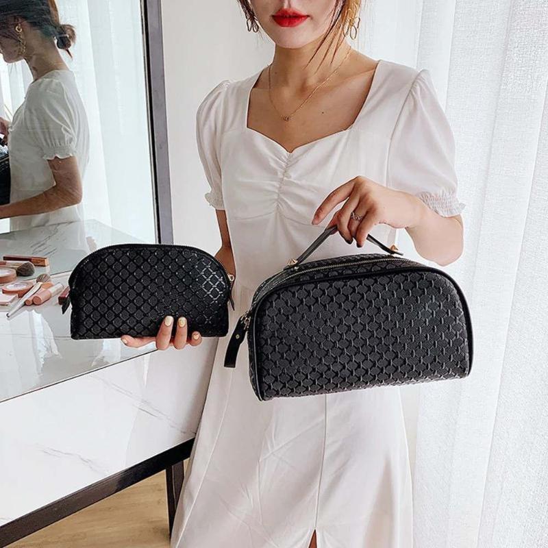 Cosmetic Bags 2 PCS Women PU Leather Cosmetics Bag Make Up Weave Clutch Woven Knitting Purse Lady Zipper Pocket Case Organizer Pouch, Black
Cosmetic Bags 2 PCS Women PU Leather Cosmetics Bag Make Up Weave Clutch Woven Knitting Purse Lady Zipper Pocket Case Organizer Pouch, Black
