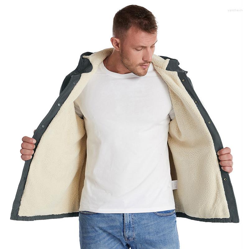 Men's Jackets Autumn Winter Jacket Men Hooded Wool Liner Warm Man Casual Cotton Single Breasted Coat Chaquetas Hombre US Size S, Black 
Men's Jackets Autumn Winter Jacket Men Hooded Wool Liner Warm Man Casual Cotton Single Breasted Coat Chaquetas Hombre US Size S, Black