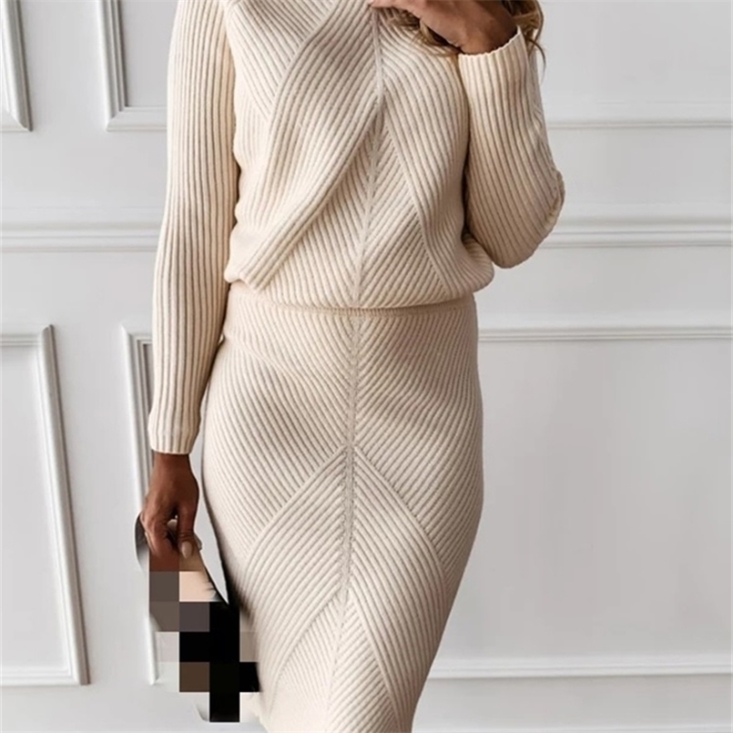 Two Piece Dress TYHUR Autumn Women's Knitting Costume Turtleneck Solid Color Pullover Sweater Slim Skirt Two Piece Set 221010, Gray blue
Two Piece Dress TYHUR Autumn Women's Knitting Costume Turtleneck Solid Color Pullover Sweater Slim Skirt Two Piece Set 221010, Gray blue