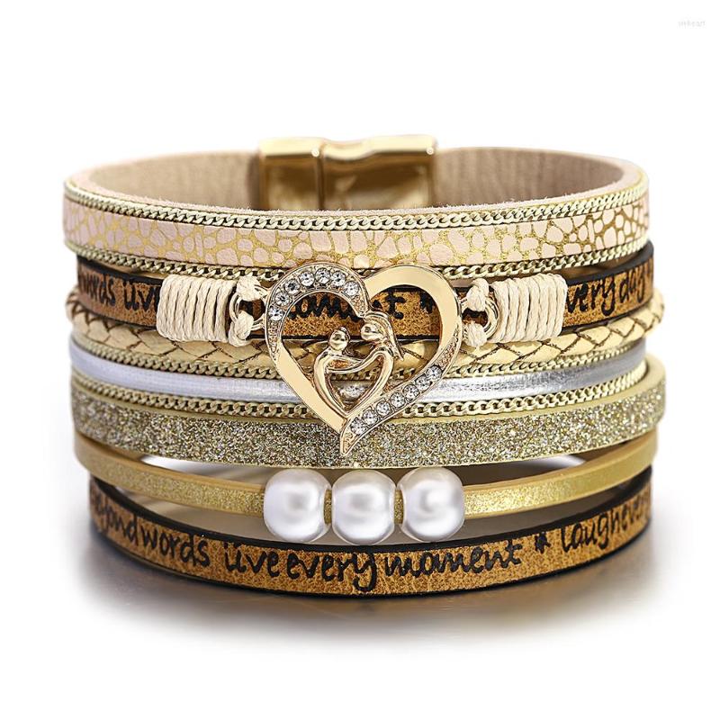 Charm Bracelets ALLYES Vintage Heart Pearl Multilayer Leather Bracelet For Women Boho Wide Wrap Jewelry Mothers Day Gifts
Charm Bracelets ALLYES Vintage Heart Pearl Multilayer Leather Bracelet For Women Boho Wide Wrap Jewelry Mothers Day Gifts