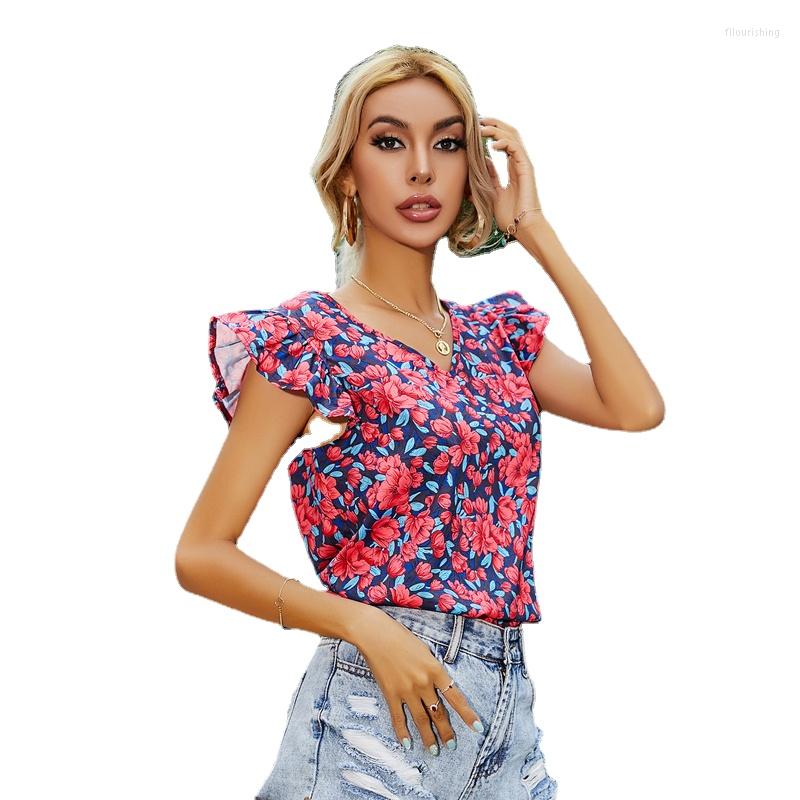 Women' T Shirts Summer Women' Blouse With Ruffled Short-sleeved V-neck Floral Tops Fashion Casual Tees Mujer Camisetas Ropa De Egirl, Red floral
Women' T Shirts Summer Women' Blouse With Ruffled Short-sleeved V-neck Floral Tops Fashion Casual Tees Mujer Camisetas Ropa De Egirl, Red floral
