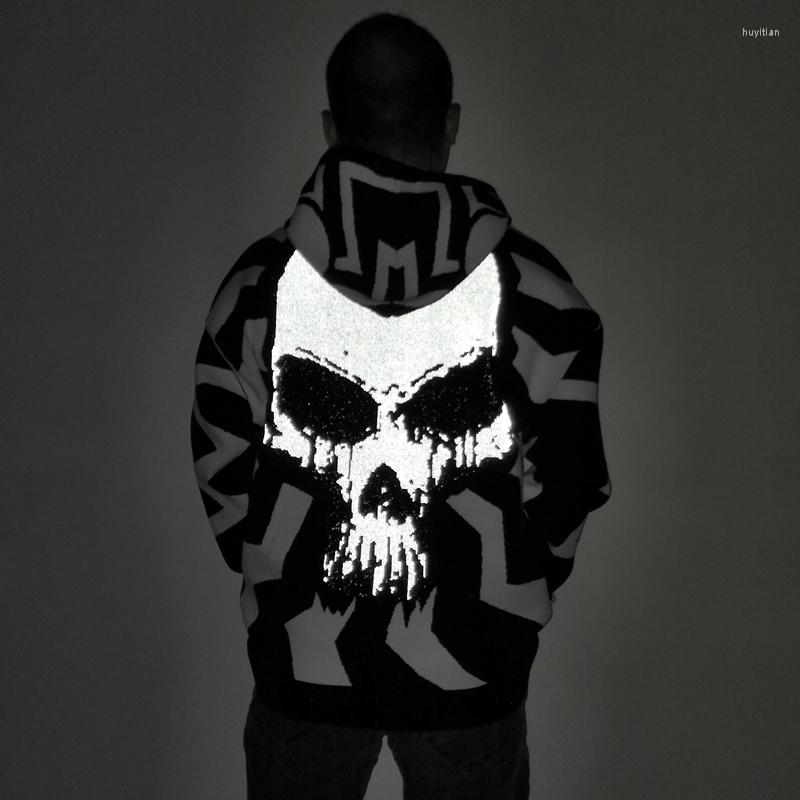 Men's Sweaters Hip Hop Skull Reflective Sweater Men Autumn Punk Vintage Knitted Jumper Harajuku Oversized Hooded Women Pullover, Black
Men's Sweaters Hip Hop Skull Reflective Sweater Men Autumn Punk Vintage Knitted Jumper Harajuku Oversized Hooded Women Pullover, Black