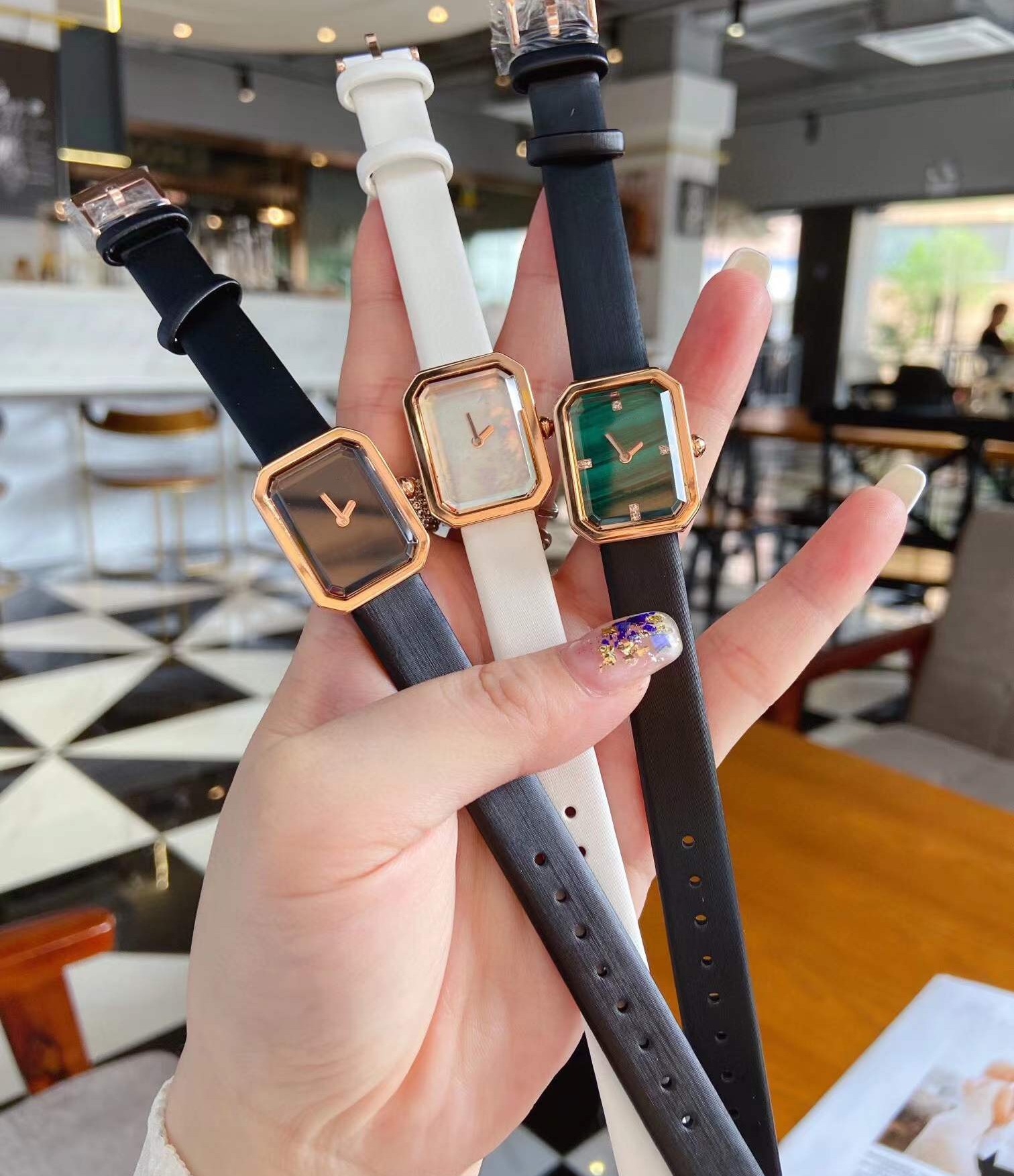 Female Premiere Mini Watches Women Green Malachite Quartz Wristwatch Boyfriend Clock Fashion Geometric Rectangular Dial White Mother of Pearl Shell watch, Customize
Female Premiere Mini Watches Women Green Malachite Quartz Wristwatch Boyfriend Clock Fashion Geometric Rectangular Dial White Mother of Pearl Shell watch, Customize
