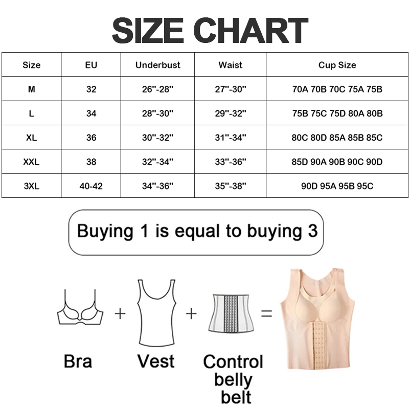 Waist Tummy Shaper Women 3-in-1 Body Shapewear Posture Corrector Underwear Control Back Support Push Up Bra Vest Slim Tank Top Corset 221011