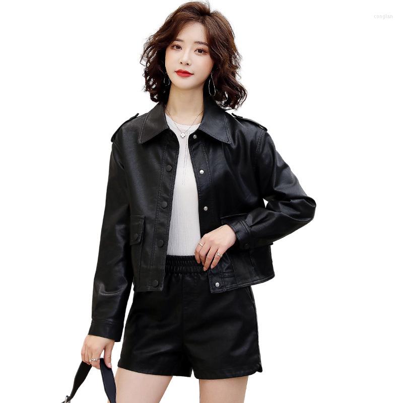 Women's Leather Women Black Ivory Pockets Faux Coat Lady Spring Autumn Motorcycle Pu Jackets
Women's Leather Women Black Ivory Pockets Faux Coat Lady Spring Autumn Motorcycle Pu Jackets