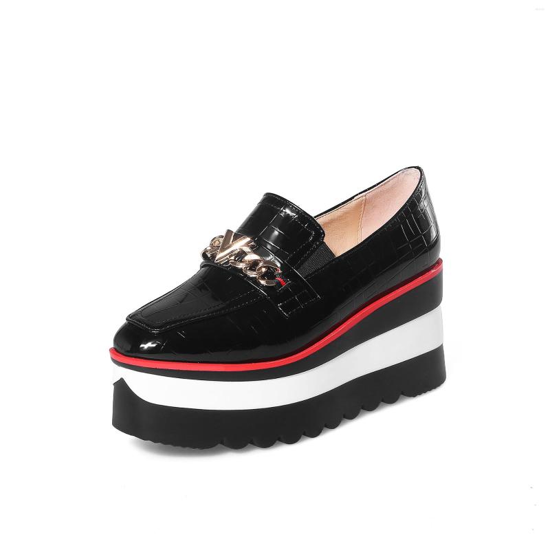Dress Shoes Thick Bottom Leisure Women's In The Spring And Autumn 2022 Wedge Heel Square Loafers 18328, Black
Dress Shoes Thick Bottom Leisure Women's In The Spring And Autumn 2022 Wedge Heel Square Loafers 18328, Black