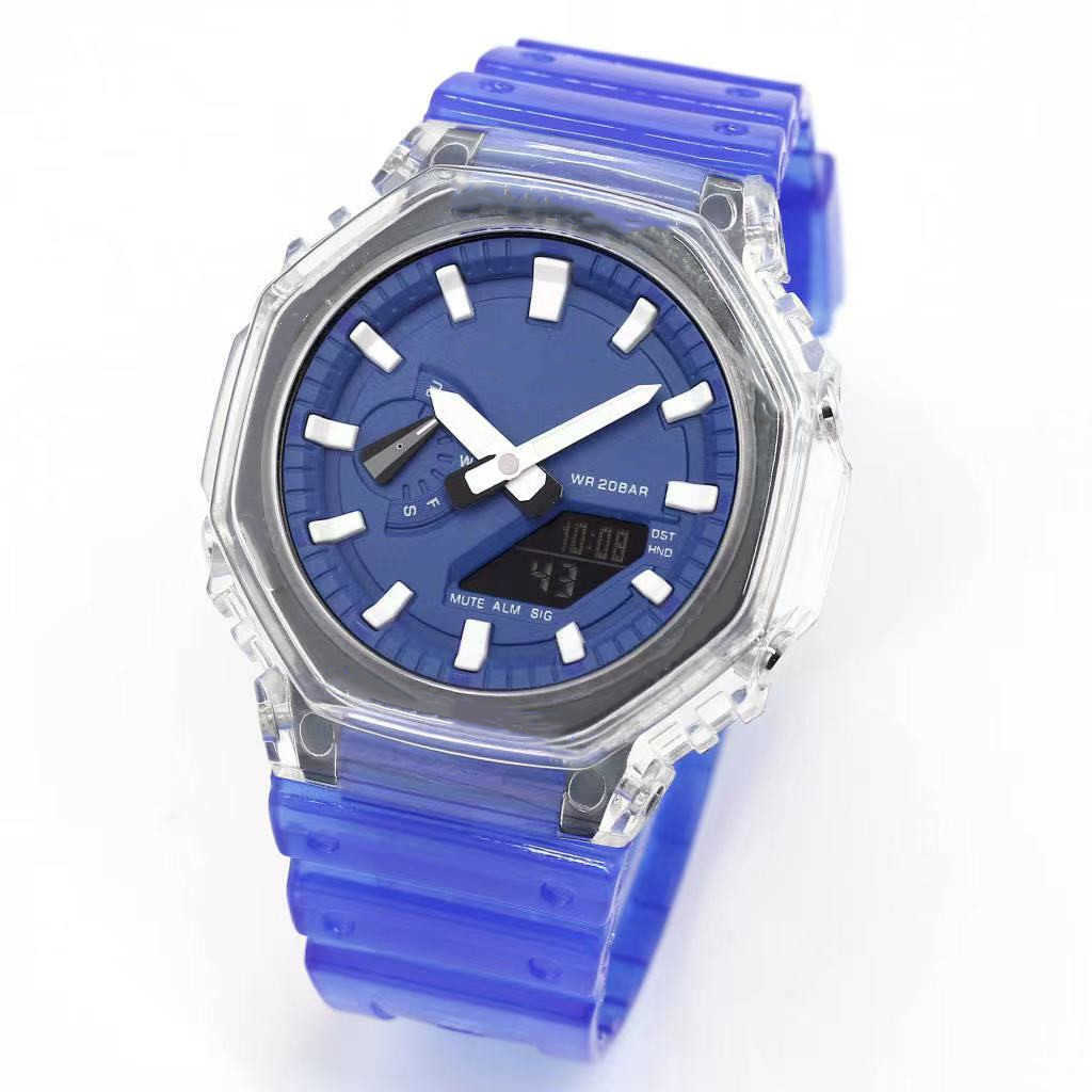 Blue Transparent Sports Quartz Digital 2100 Men's Watch Iced Out Watch Automatic Hand Up Light LED Dual Display Waterproof All Hands Operable Oak Series
Blue Transparent Sports Quartz Digital 2100 Men's Watch Iced Out Watch Automatic Hand Up Light LED Dual Display Waterproof All Hands Operable Oak Series