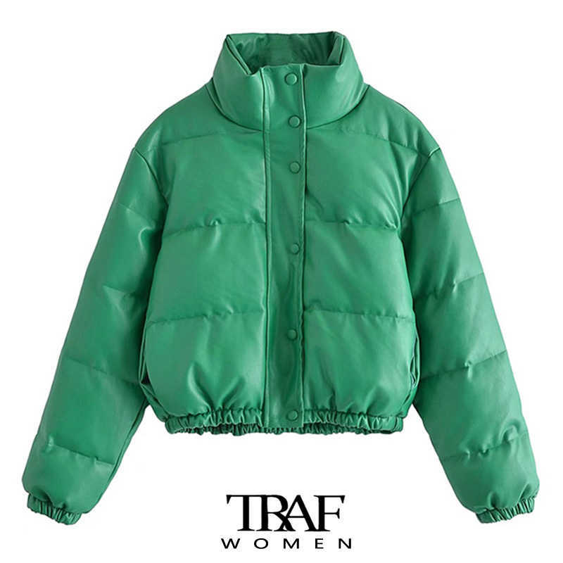 Women's Down Parkas TRAF Women Fashion Faux Leather Thick Warm Padded Jacket Coat Vintage Long Sleeve Elastic Hem Female Outerwear Chic Tops T221011, As picture
Women's Down Parkas TRAF Women Fashion Faux Leather Thick Warm Padded Jacket Coat Vintage Long Sleeve Elastic Hem Female Outerwear Chic Tops T221011, As picture