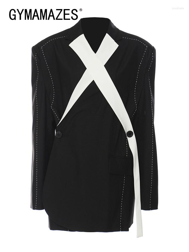Women' Suits GYMAMAZES High Street Patchwork Colorblock Blazer For Women Notched Collar Long Sleeve Loose Coats Female Spring Fashion, Black
Women' Suits GYMAMAZES High Street Patchwork Colorblock Blazer For Women Notched Collar Long Sleeve Loose Coats Female Spring Fashion, Black