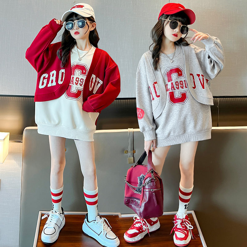 Pullover Big Girls Sweatshirts Tracksuit Clothing for Teenage Kids Autumn Fashionable Fake Two Long Sleeve Cotton Tops 4 To 14Yrs 221010, Gray
Pullover Big Girls Sweatshirts Tracksuit Clothing for Teenage Kids Autumn Fashionable Fake Two Long Sleeve Cotton Tops 4 To 14Yrs 221010, Gray
