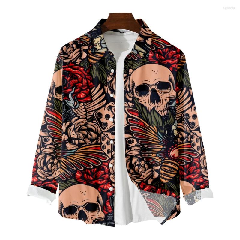 Men's Casual Shirts Long-sleeved Shirt Men's Swarm With Skull Print Personality Trend Fried Street Ruffian Handsome Jacket, B036
Men's Casual Shirts Long-sleeved Shirt Men's Swarm With Skull Print Personality Trend Fried Street Ruffian Handsome Jacket, B036