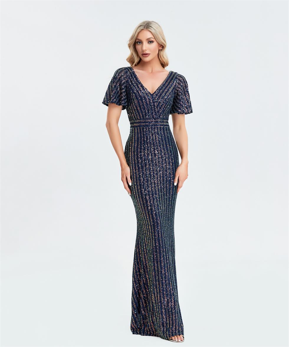 New Short Sleeve Ruffle Elastic Long Dress Sequins Double V-Neck Women's Mermaid Evening party TW00034, Same as picture
New Short Sleeve Ruffle Elastic Long Dress Sequins Double V-Neck Women's Mermaid Evening party TW00034, Same as picture