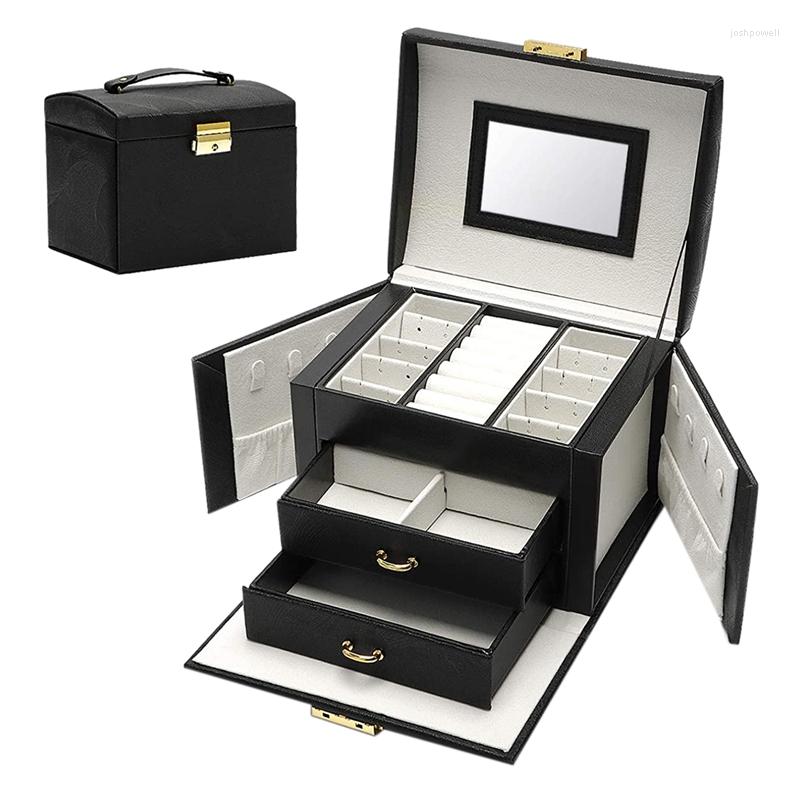Watch Boxes Jewelry Box Large Capacity Earrings Necklace With Mirror Drawer Storage Necklaces Velvet Lining Black
Watch Boxes Jewelry Box Large Capacity Earrings Necklace With Mirror Drawer Storage Necklaces Velvet Lining Black